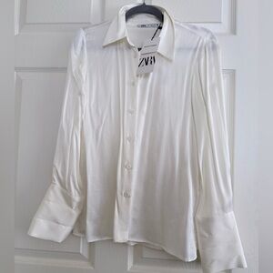 Zara Cream button down shirt